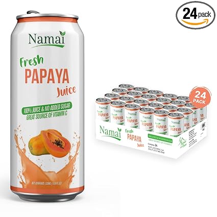 Namai 100% All Natural Pure Papaya Juice, No Added Sugar, No Preservatives, Pack of 24